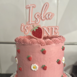 First Birthday Strawberry Personalised Cake Topper