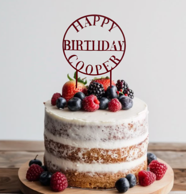 Circle Happy Birthday Cake Topper